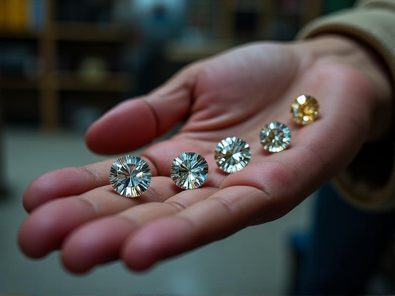 A hand holding a set of diamond stones with varying grit sizes, arranged in order from coarse to fine, with a blurred background of a workshop setting, emphasizing the importance of selecting the right grit progression.
