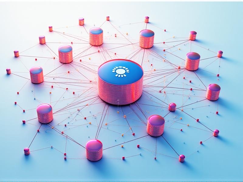 A visual representation of a patent database structure, showing interconnected fields like patent number, inventor, and filing date. The image has a clean, modern design with vibrant colors and a focus on data organization.